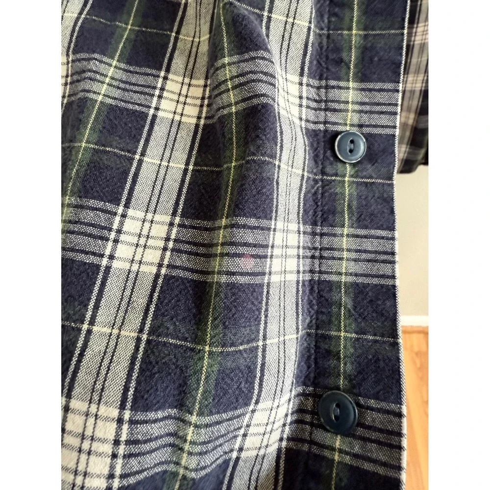 L.L. Bean Plaid Button Down Shirt Size XL Navy Blue Green
